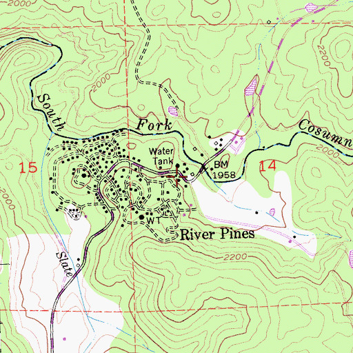 Topographic Map of Pine Lodge California Department of Forestry Station, CA