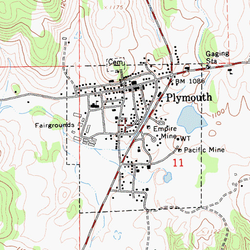 Topographic Map of Plymouth Baptist Church, CA