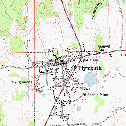 Topographic Map of Plymouth City Hall, CA