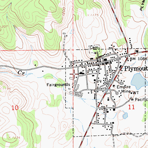 Topographic Map of Plymouth Elementary School, CA