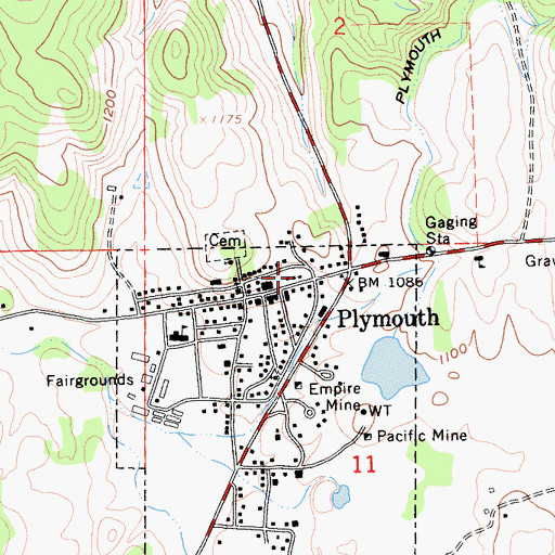 Topographic Map of Plymouth Post Office, CA