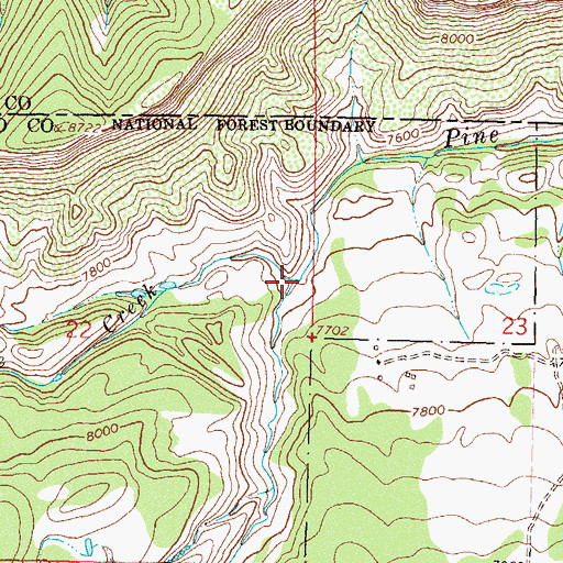 Topographic Map of West Pine Creek, CO