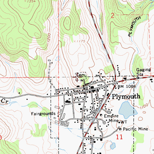 Topographic Map of Pioneer Cemetery, CA