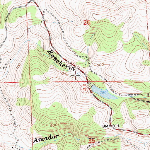 Topographic Map of Rancheria Creek Park, CA