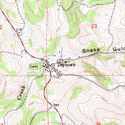 Topographic Map of Saint Stephens Cemetery, CA