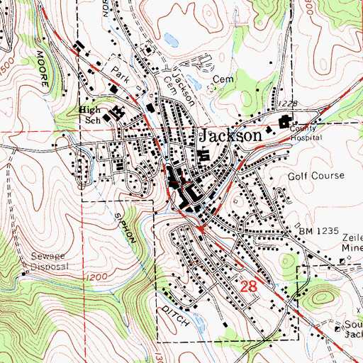 Topographic Map of Amador County Courthouse, CA