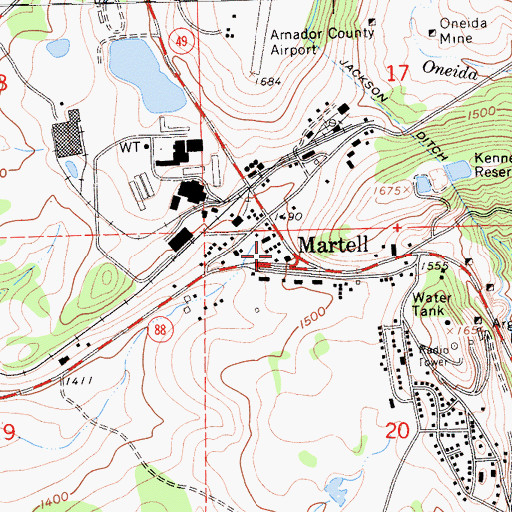 Topographic Map of Amador Plaza Shopping Center, CA