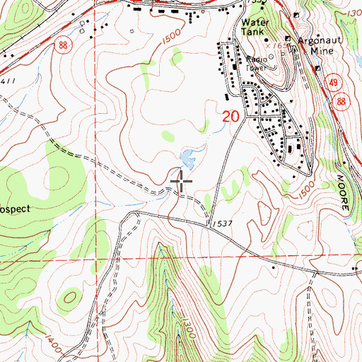 Topographic Map of Argonaut High School, CA