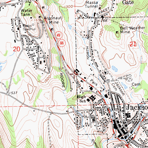 Topographic Map of Bethel Assembly of God Church, CA