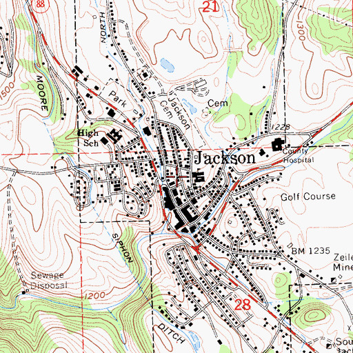 Topographic Map of Congregation B'nai Israel (historical), CA