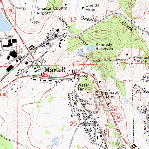Topographic Map of First Baptist Church, CA