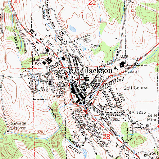 Topographic Map of Jackson Elementary School, CA