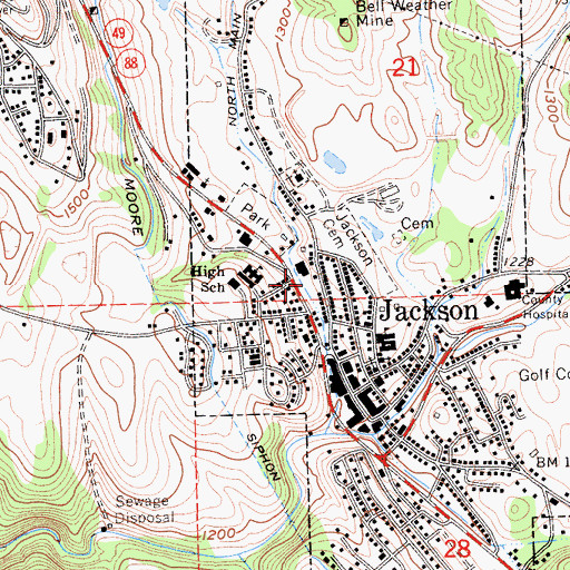 Topographic Map of Jackson Post Office, CA