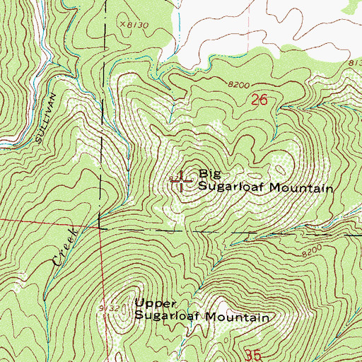 Topographic Map of Big Sugarloaf Mountain, CO