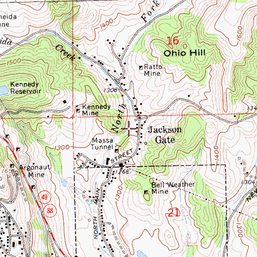 Topographic Map of Kennedy Tailing Wheels Park, CA