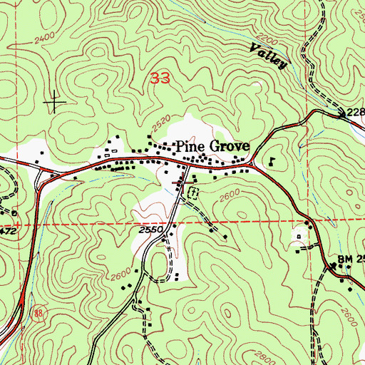 Topographic Map of Pine Grove Community Church, CA
