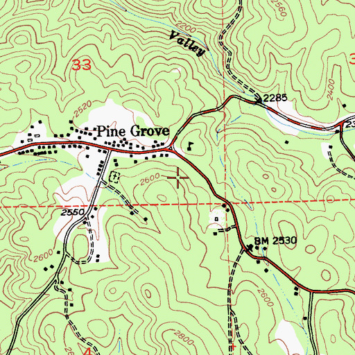 Topographic Map of Pine Grove Post Office, CA