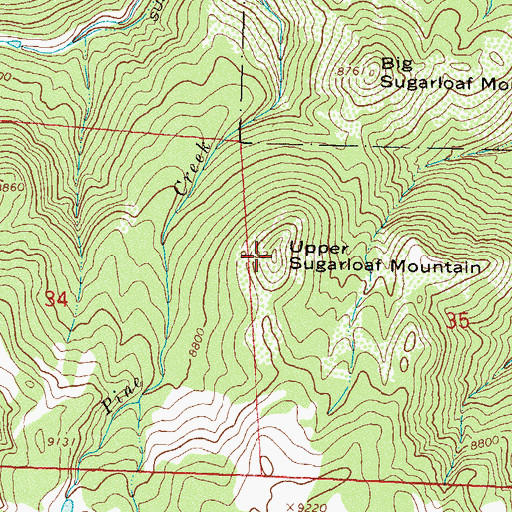 Topographic Map of Upper Sugarloaf Mountain, CO