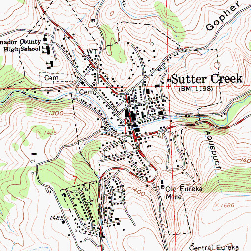 Topographic Map of Sutter Creek City Hall, CA