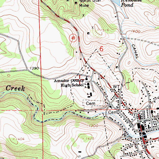 Topographic Map of Sutter Creek Elementary School, CA
