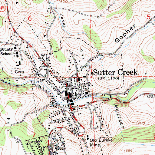 Topographic Map of Sutter Creek Grammar School (historical), CA