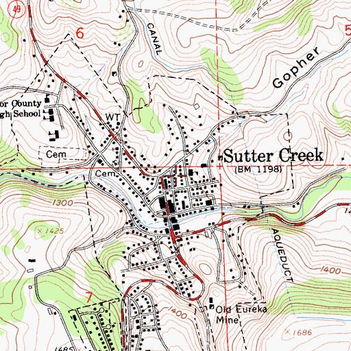 Topographic Map of Sutter Creek Primary School, CA