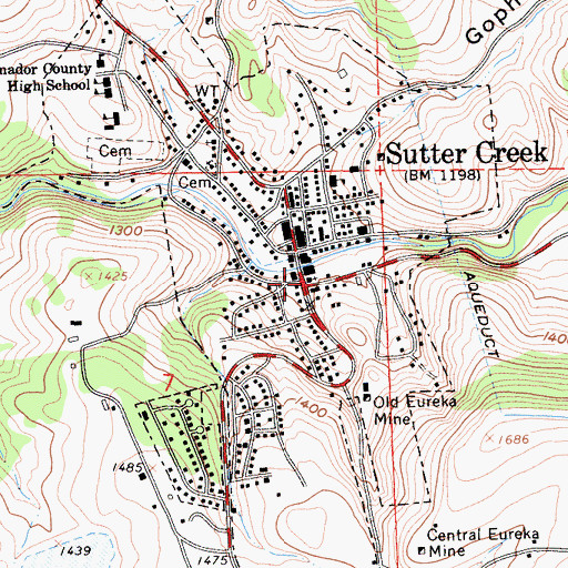 Topographic Map of Sutter Creek United Methodist Church, CA
