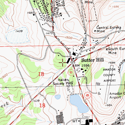 Topographic Map of Sutter Hill Plaza Shopping Center, CA