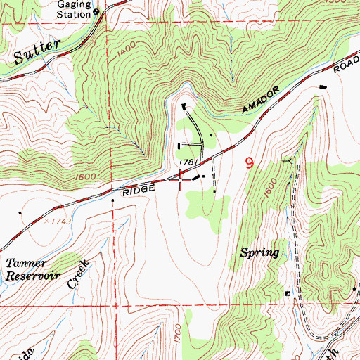Topographic Map of Sutter Ridge Vineyards, CA
