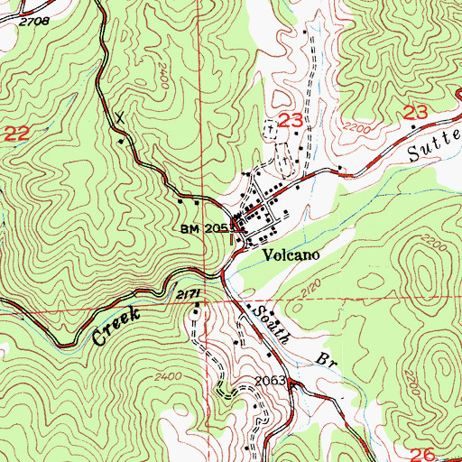 Topographic Map of Volcano Post Office, CA