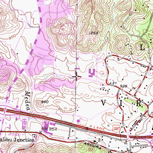 Topographic Map of Agoura High School, CA