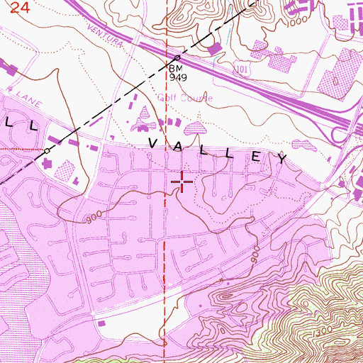 Topographic Map of Bennett Park, CA