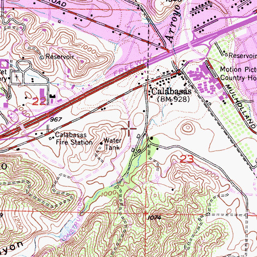 Topographic Map of Calabasas Tennis and Swim Club, CA