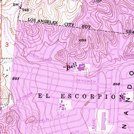 Topographic Map of Mae Boyar Recreation Center, CA