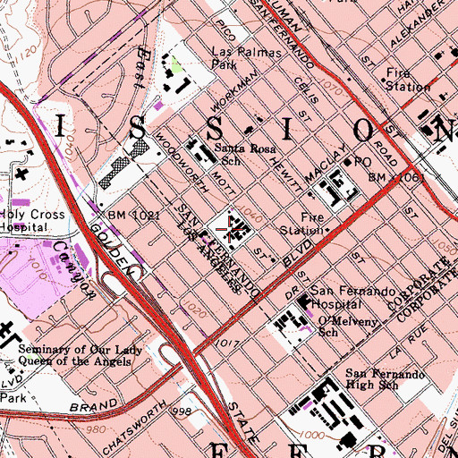 Topographic Map of San Fernando Elementary School, CA