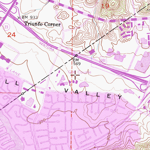 Topographic Map of Westlake Village Golf Course, CA