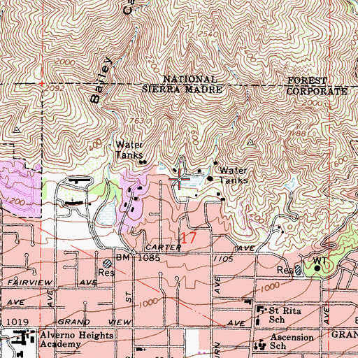 Topographic Map of Auburn Debris Basin, CA