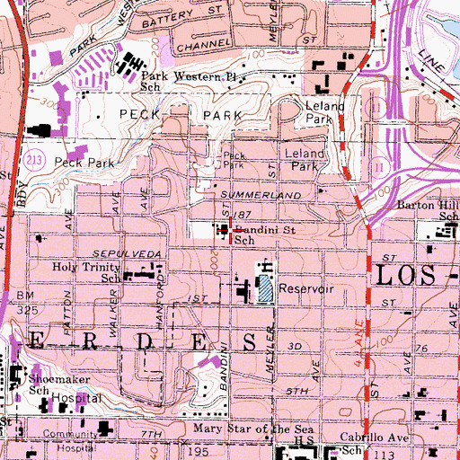 Topographic Map of Bandini Park, CA