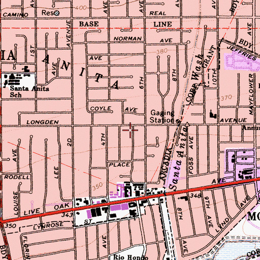 Topographic Map of Bicentennial Park, CA