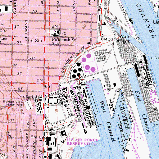 Topographic Map of Cabrillo Beach Yacht Club, CA