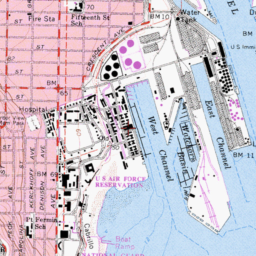 Topographic Map of Cabrillo Marina, CA