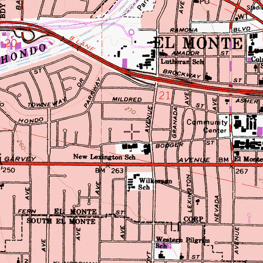 Topographic Map of El Monte Medical Center, CA