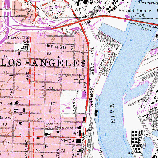 Topographic Map of Harbor Village Shopping Center, CA