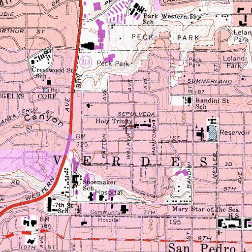 Topographic Map of Holy Trinity Roman Catholic Church, CA