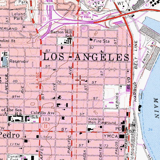 Topographic Map of Mount Sinai Missionary Baptist Church, CA