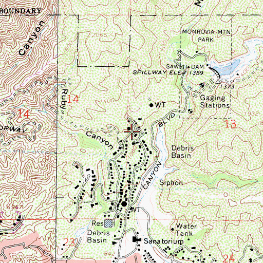 Topographic Map of Oak Park, CA