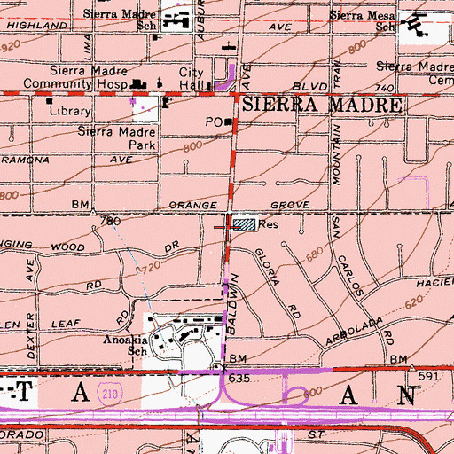 Topographic Map of Orange Grove Park, CA