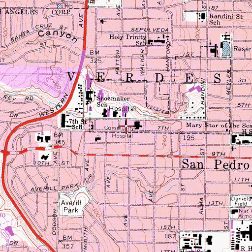 Topographic Map of Providence Little Company of Mary Medical Center, CA
