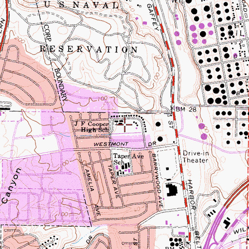 Topographic Map of San Pedro Science Center School, CA