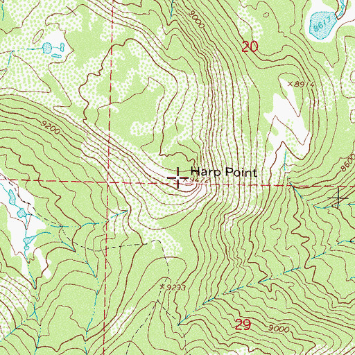 Topographic Map of Harp Point, CO